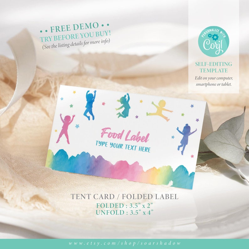 Jump Party Food Labels Jump Party Tent Card Trampoline Party - Etsy