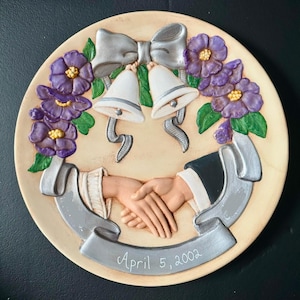 Ceramic Hand Painted, Personalized Wedding Plate