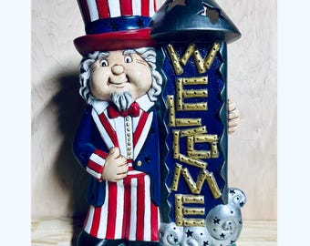Hand-painted Ceramic Patriotic Uncle Sam