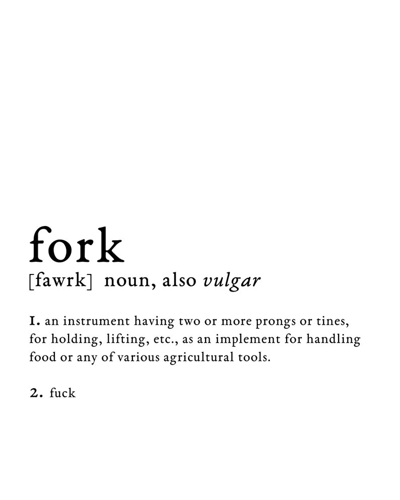 The Good Place Fork Forking Definition Art Funny Typography Eleanor Shellstrop Quote Printable Wall Art Word Instant Download