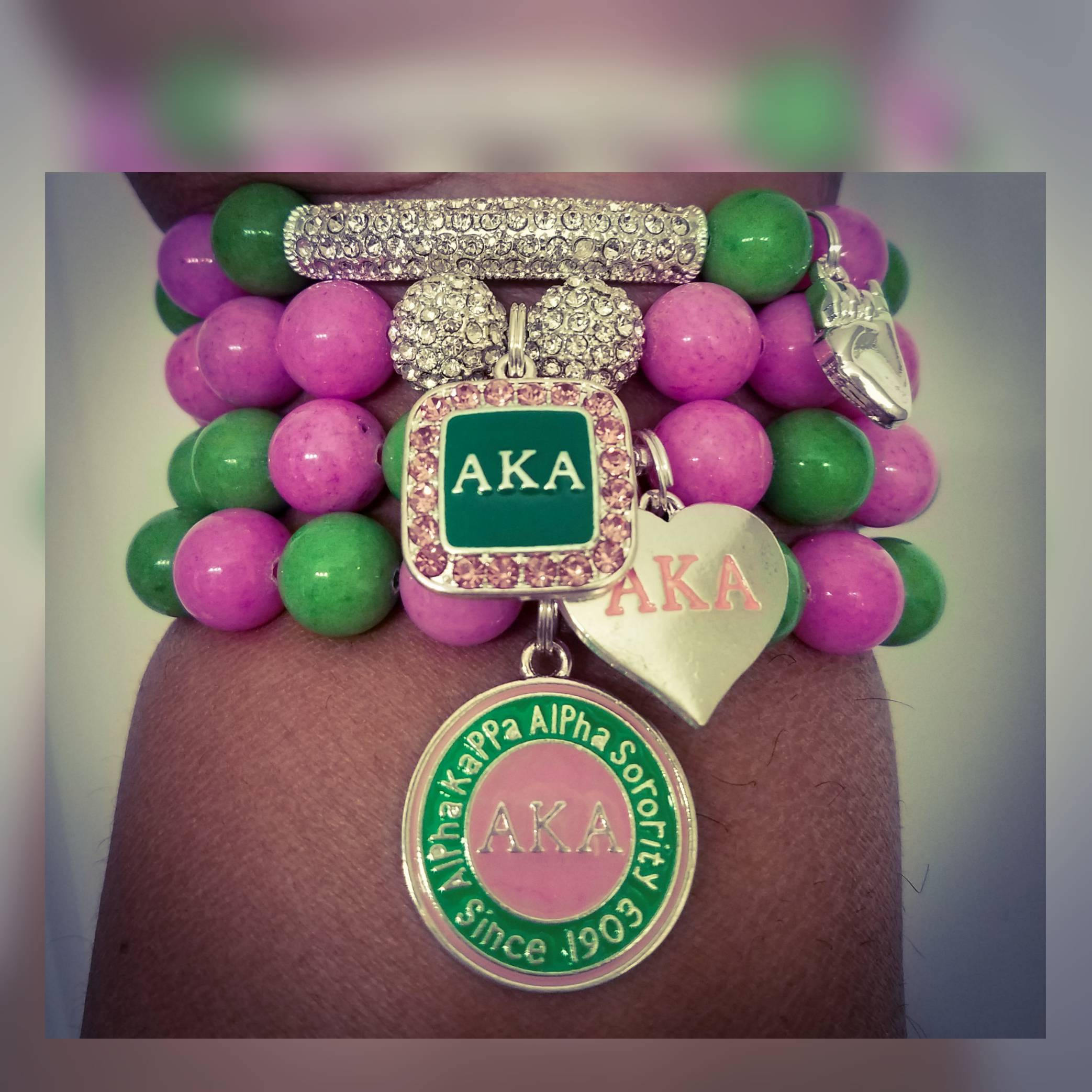 Alpha Kappa Alpha AKA Sorority Bracelet Set Made W/ Pink and Etsy