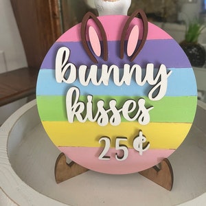 CLEARANCE SALE 50% OFF Easter Decor, Easter Tiered Tray Decor, Bunny Kisses Sign