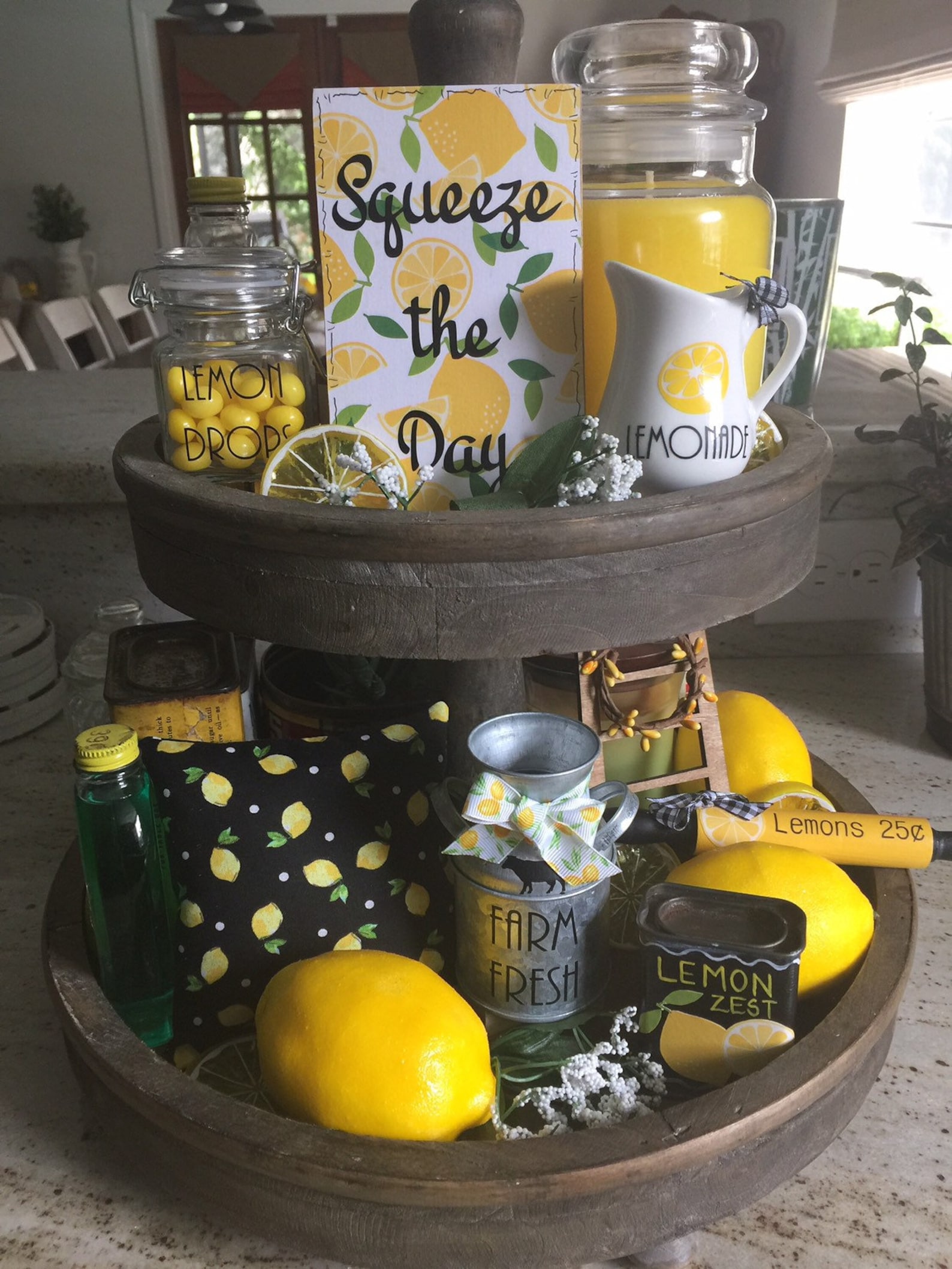 Lemon Lemons Lemon Decor Tiered Tray Decor Lemonade Etsy