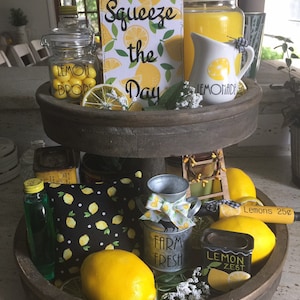 Lemon, Lemons, Lemon Decor, Tiered Tray Decor, Lemonade Pitcher, Lemon Tiered Tray Decor, Lemon Rolling Pin, Faux Lemons,