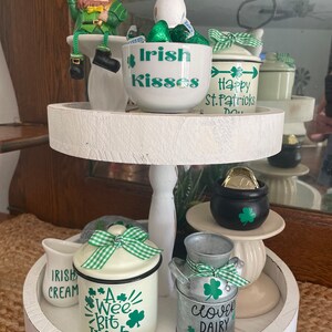 St. Patricks decor, St. Patricks tiered tray decor, Irish Decor, St, Patricks canister, Pot of Gold, mini canister image 3