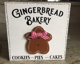 Ginger bread decor, farm house decor, decorative signs, Christmas decor and ginger bread signs