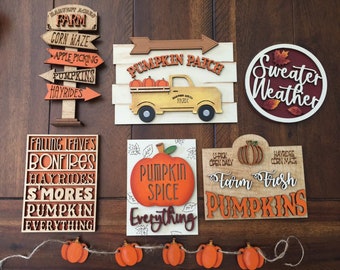 Fall Tiered Tray Set, Fall Decor, Fall Tiered Tray Decor, Autumn Decor