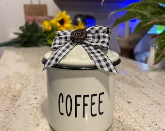 Mini canister, canister, coffee canister, tiered tray , tier tray, coffee decor, every day decor