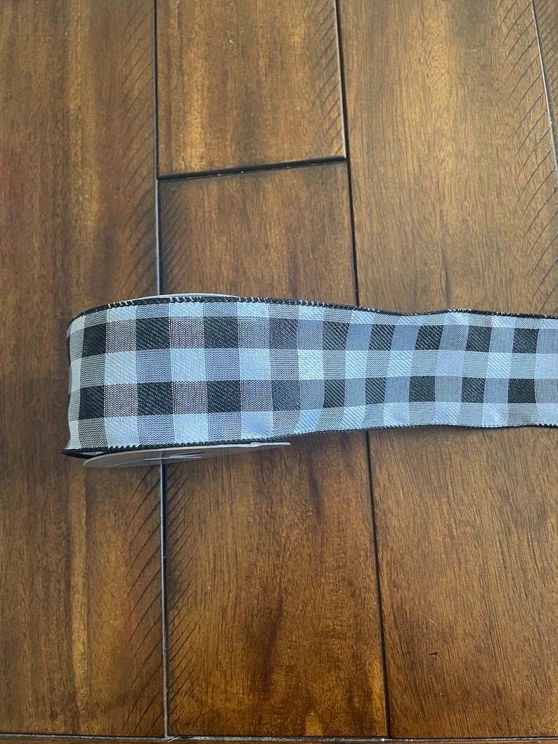 Buffalo Check Ribbon, Wired Ribbon, Black and White Ribbon , Wired ...