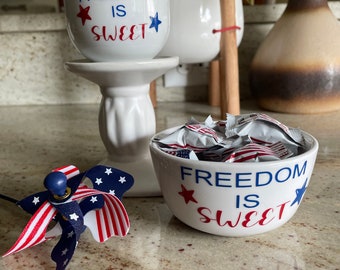 Patriotic candy dishes, Fourth of July,  4th of July decor,