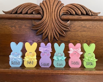Easter Decor, Personalized Easter Bunnies, Easter Peeps, Easter place cards,   Easter Bunny Decor,
