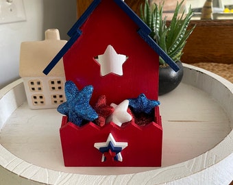Happy Fourth of July , patriotic stars , Gift for her. Tiered Tray Decor