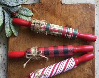 Mini Rolling Pin, Christmas Rolling Pin, Tiered Tray Decor, Farmhouse Decor, Red Truck Decor, Farmhouse Christmas Decor