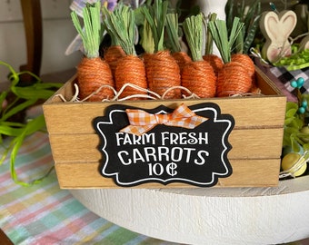 Easter Decor, Easter, carrot, crate, carrots, tiered tray, decorative shelf