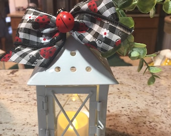 Lanterns, lantern, mini lantern, ladybugs, ladybug, mini ladybug lantern, tiered tray decor