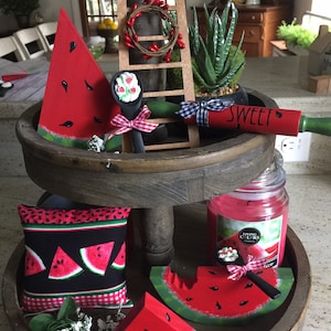 Watermelon, watermelon decor, watermelon tiered tray decor, summer Decor, tiered tray decor,