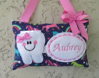 Oreiller de fée des dents pour cadeau de baby shower, licorne, dents mobiles, oreiller licorne