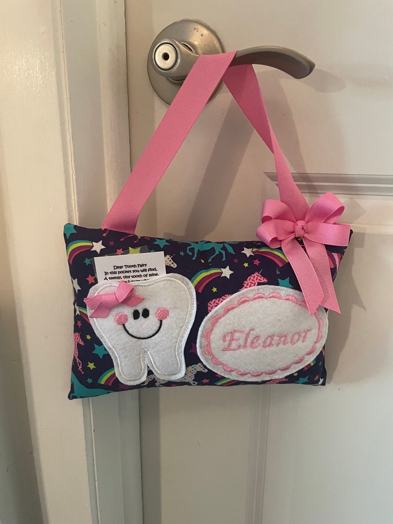 Tooth Fairy Pillow Pillow for loose tooth Baby Shower Gift, Unicorn, Unicorn Pillow image 3