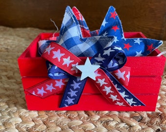 Mini basket, patriotic display, Fourth of July stars