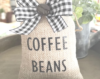Coffee Bar / Coffee Bar Decor  / Coffee Tiered Tray / Coffee Bar Tray /  Farmhouse  /  Coffee Bean Bag / Coffee / Mini Burlap Sack
