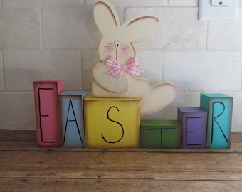 Easter Decor, Easter Blocks, Easter Bunny