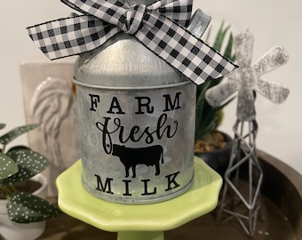 Milk can, mini milk can ,cows, tiered tray, Decorative Shelf, Cow Decor