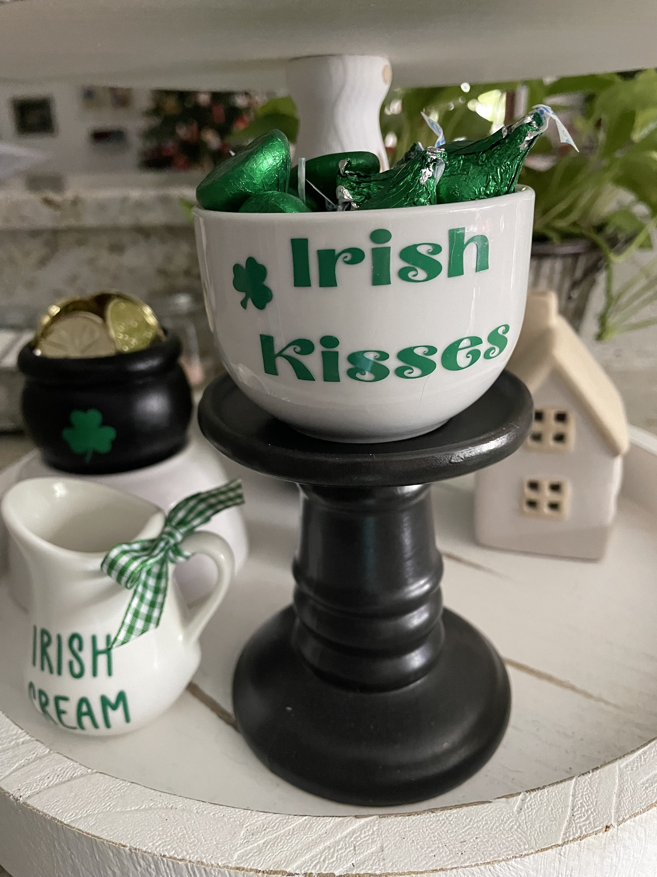 Saint Patricks, candy dish, tiered tray, decorative shelf, luck of the Irish, Irish