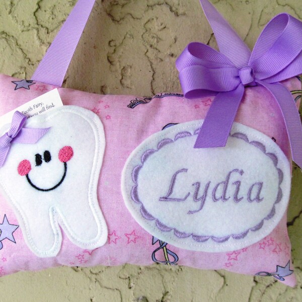 Tooth Fairy Pillow Pink and Purple Princess Glittered Material