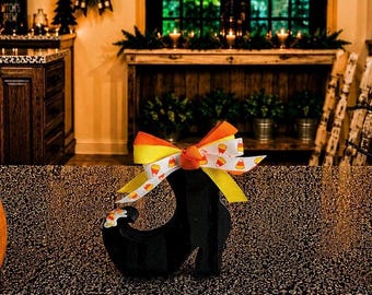 Halloween Witch Boot Decor – Faux Frosted Wooden Witch Boot – Handmade Halloween Tiered Tray Decoration