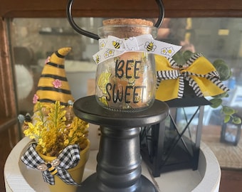 Honeybees, Bee sweet, Honey, Bee Tiered Tray Decor, , Bee collector, Honey collector, Honey Jar, Honey Pot, Bee Decor, Honey Bee