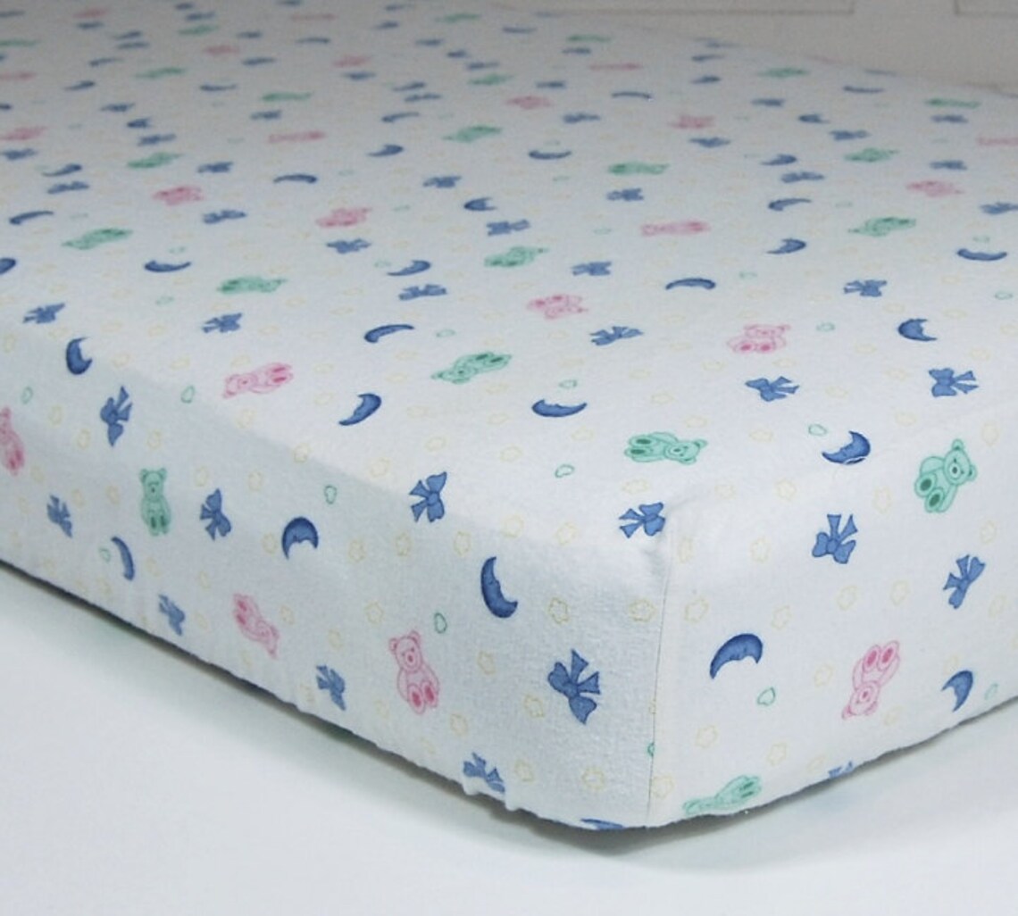 Crib Sheet 100 Natural Cotton Flannel Flannel Fitted Sheet Etsy