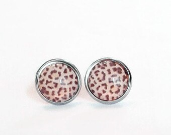 Stainless steel, cabochon 8 or 12 mm, made with quebec, delicat, leopard, etsyquebec, animal motif, coat, savannah jungle, elegant chic