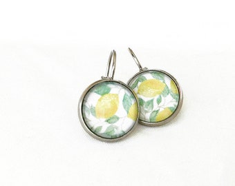 Lemon Stud Earrings, 12mm Diameter, Stainless Steel for Sensitive Ears