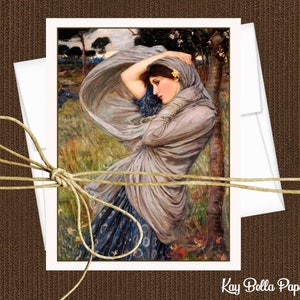 Set of 10 JOHN WILLIAM WATERHOUSE Blank Notecards With Matching Envelopes,Pre-Raphaelite Cards,Waterhouse Boreas,Fine Art,Pre-Raphaelites