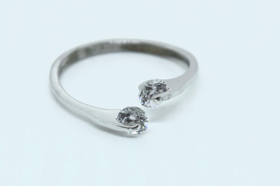 Diamond 18K GP White Gold Ring - image 4