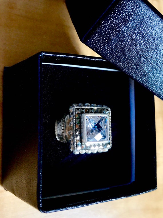 Antique Art Deco Marcasite 925 Sterling Silver Ri… - image 2