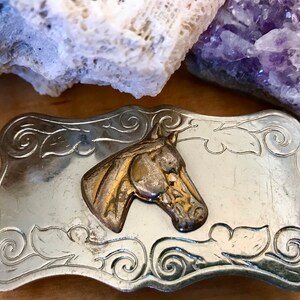 Vintage Horse Head Silver Belt Buckle Made In U.S.A.