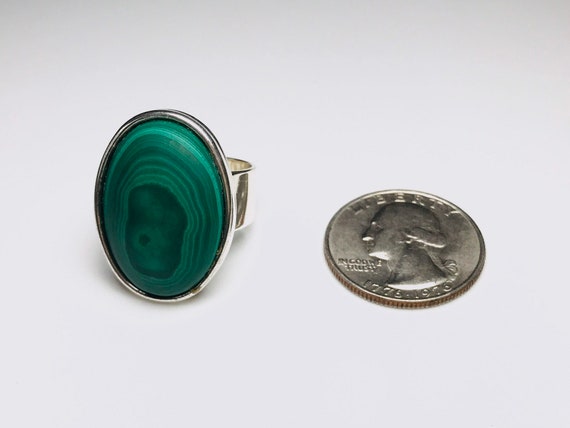 Malachite Sterling Silver Statement Ring - image 4