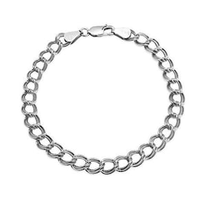925 Sterling Double Link Charm Bracelet, gemaakt in Italië