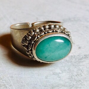 Turquoise 925 Sterling Silver Statement Ring Adjustable