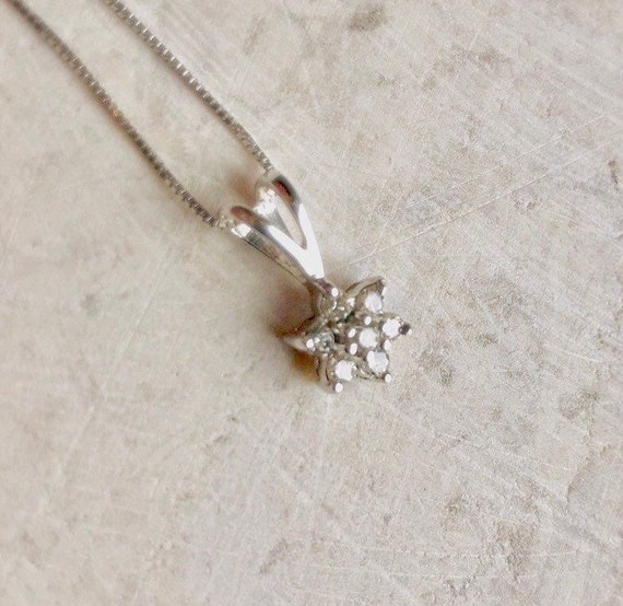 Diamond Star Shape 14k White Gold Pendant Necklace Etsy