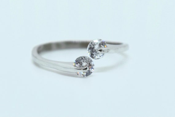 Diamond 18K GP White Gold Ring - image 2