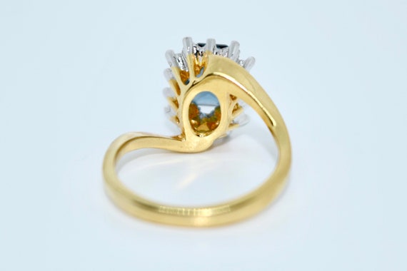 Blue sapphire emerald cut diamond cluster 8k yell… - image 4