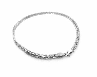 925 Sterling Silver Braided Anklet / Ankle Bracelet