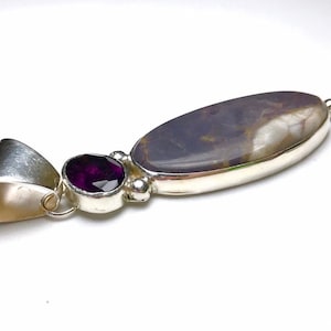Amethyst and Fluorite Large Sterling Silver Pendant