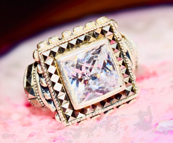 Antique Art Deco Marcasite 925 Sterling Silver Ri… - image 1