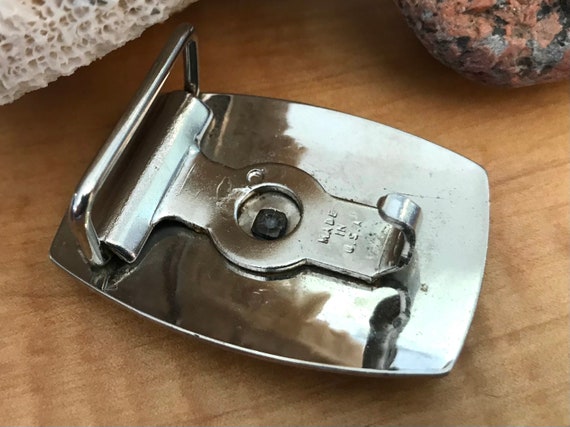 Small Vintage Silver Horse Saddle Belt Buckle Mad… - image 2