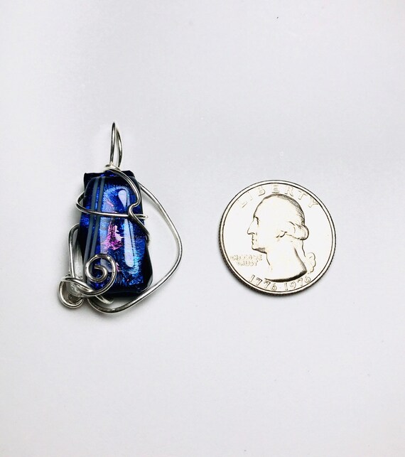 Handcrafted Sterling Silver Blue / Purple Glass P… - image 2