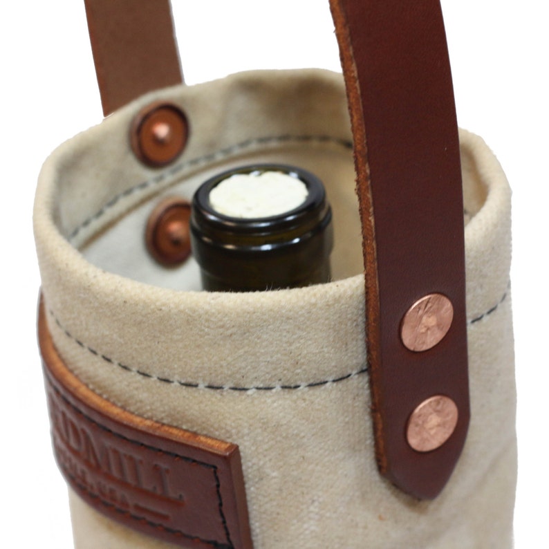 Wine Tote Waxed Canvas Natural Etsy