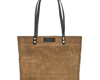Waxed Canvas Market Tote - Bridle Leather Everyday Carry | Hardmill